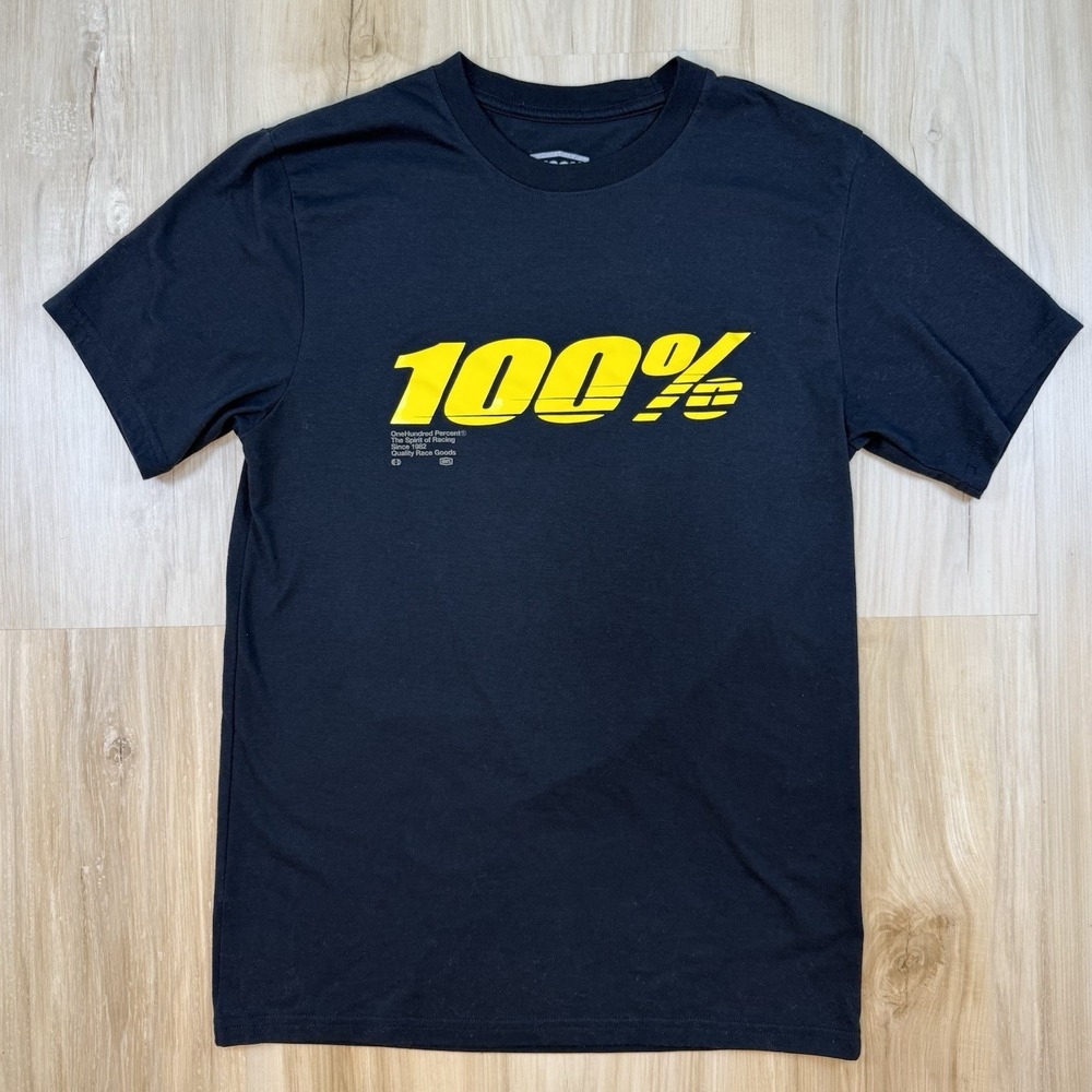 100% Cycling Mtb Essentials Dry Tech T-shirt Black And Yellow Size Small